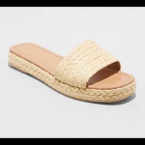 Universal Thread Mardi Raffia Platform Slide Sandals Size 7.5